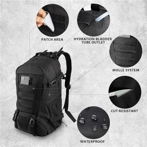 Tactical Hiking Backpack 30L Waterproof Molle Rucksack Outdoor Day Pack - Picture 4 of 7